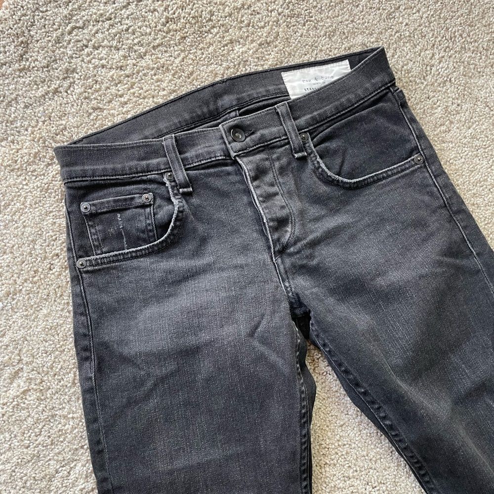 Rag and Bone Skinny Distressed Black Jeans - Picture 5 of 12